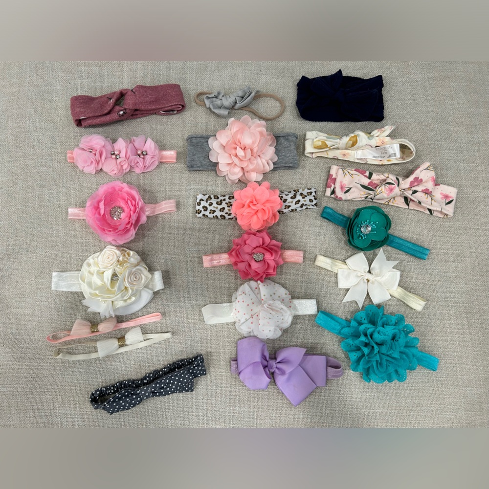 Baby girl headbands bows lot bundle newborn through 12 months